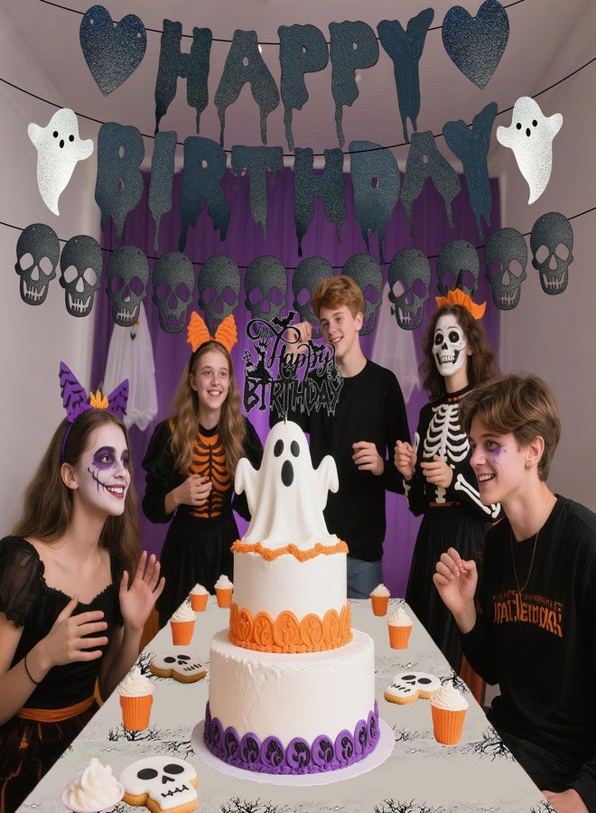 Tyotrbs Halloween Cake Toppers Tombstone Moon Cake Topper Pumpkin Skull Head Eyeballs Skeleton Hands Cake Decorations For Trick-or-Treat Halloween Party Supplies (Grey) - Image 5
